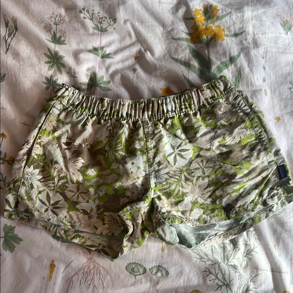 Floral Green and White Shorts